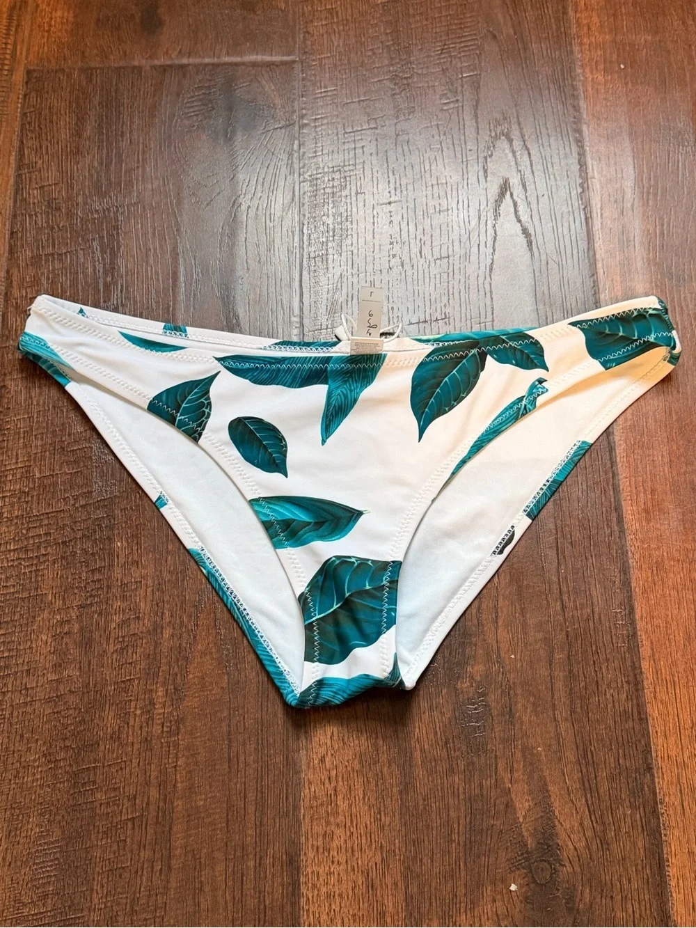Set of 4 Bikini Bottoms - Black, White, Teal Leaf, Purple